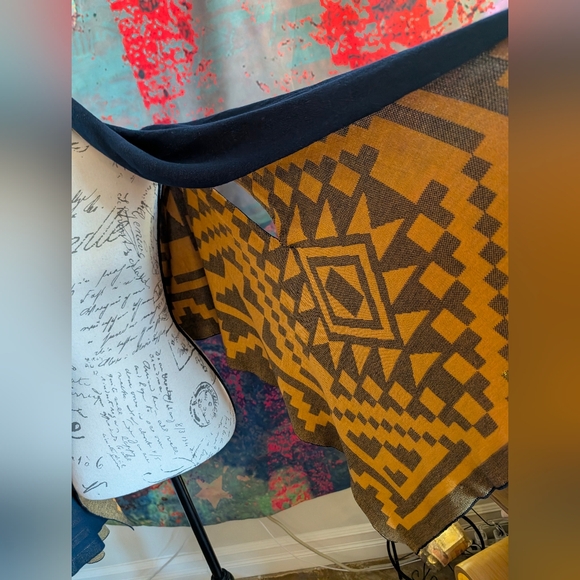 Issey Miyake Pleats Please Navy & Orange Geometric Print Shawl/Wrap/Scarf - Picture 8 of 11